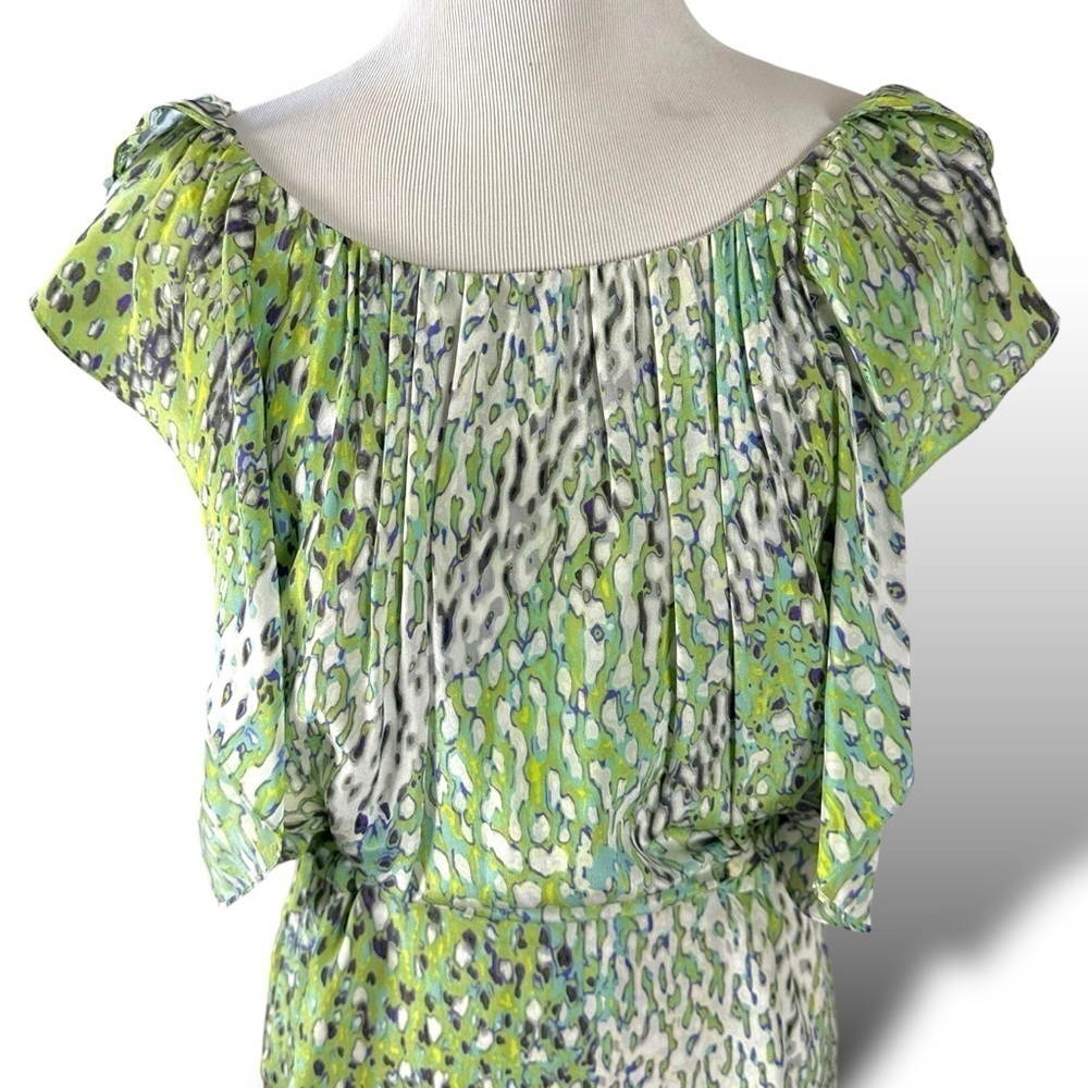 Anthropologie Green and White Mini Dress - Picture 4 of 12